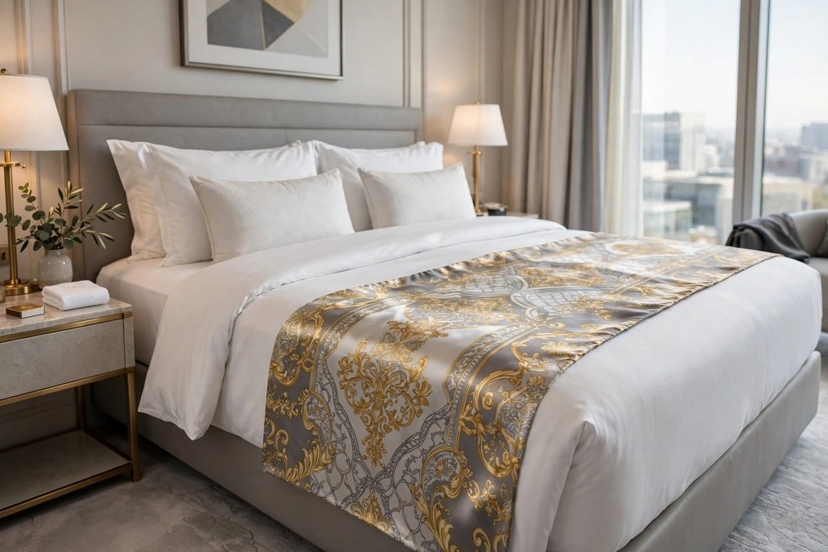 Restoz bed runner and linen on a made bed
