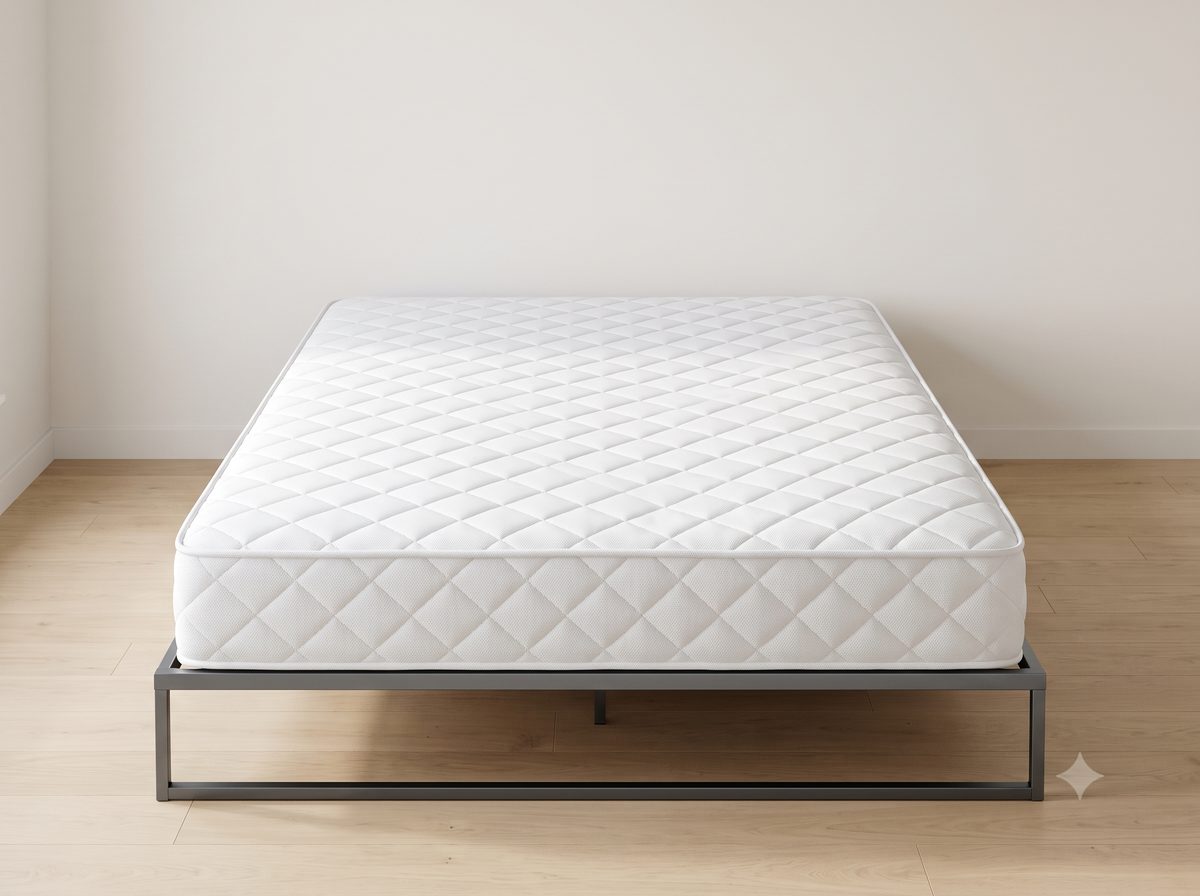 Restoz mattress on a wooden bed frame